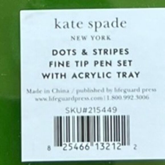 Kate Spade Black Ink Fine Tip Pen Set & Acrylic Tray - Picture 8 of 9